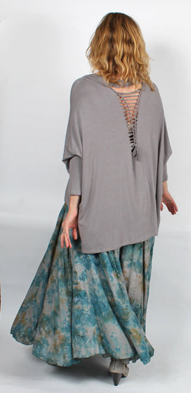 Free People Gypsy Junkies Dove Gray Tie-it-Up Back Tunic Top