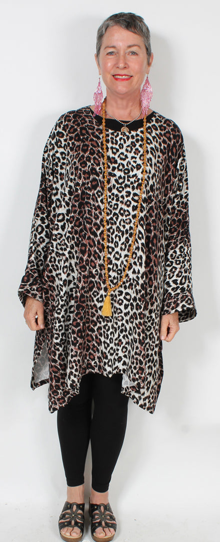 Dairi Fashions Red Leopard Plus Damascus Top Leopard Moroccan Cotton Boho Sml-8x