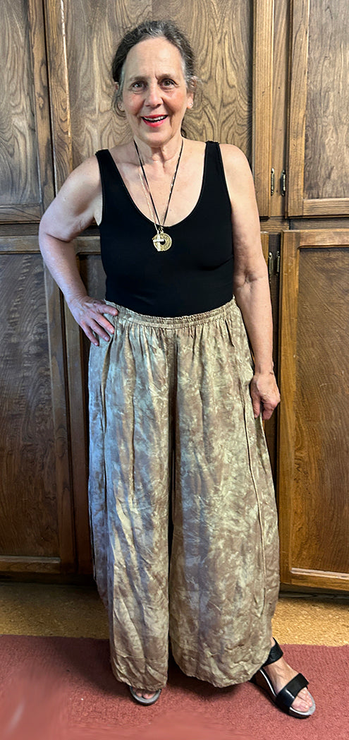 Sunheart Sand Batik Uber  Wide Leg Pockety  Pants Boho Classic Resort Sml-3X