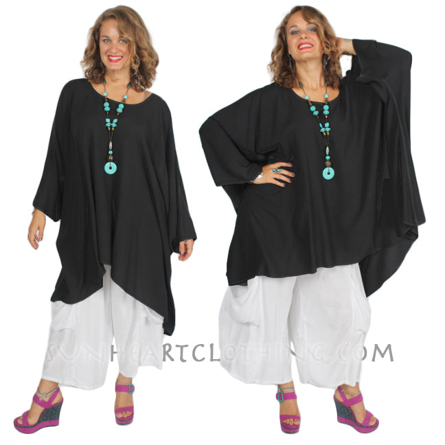 Last One! in-stock Black Dairi Fashions Sutra High-Low Plus Tunic or Dress Resort Wear Sml-10x