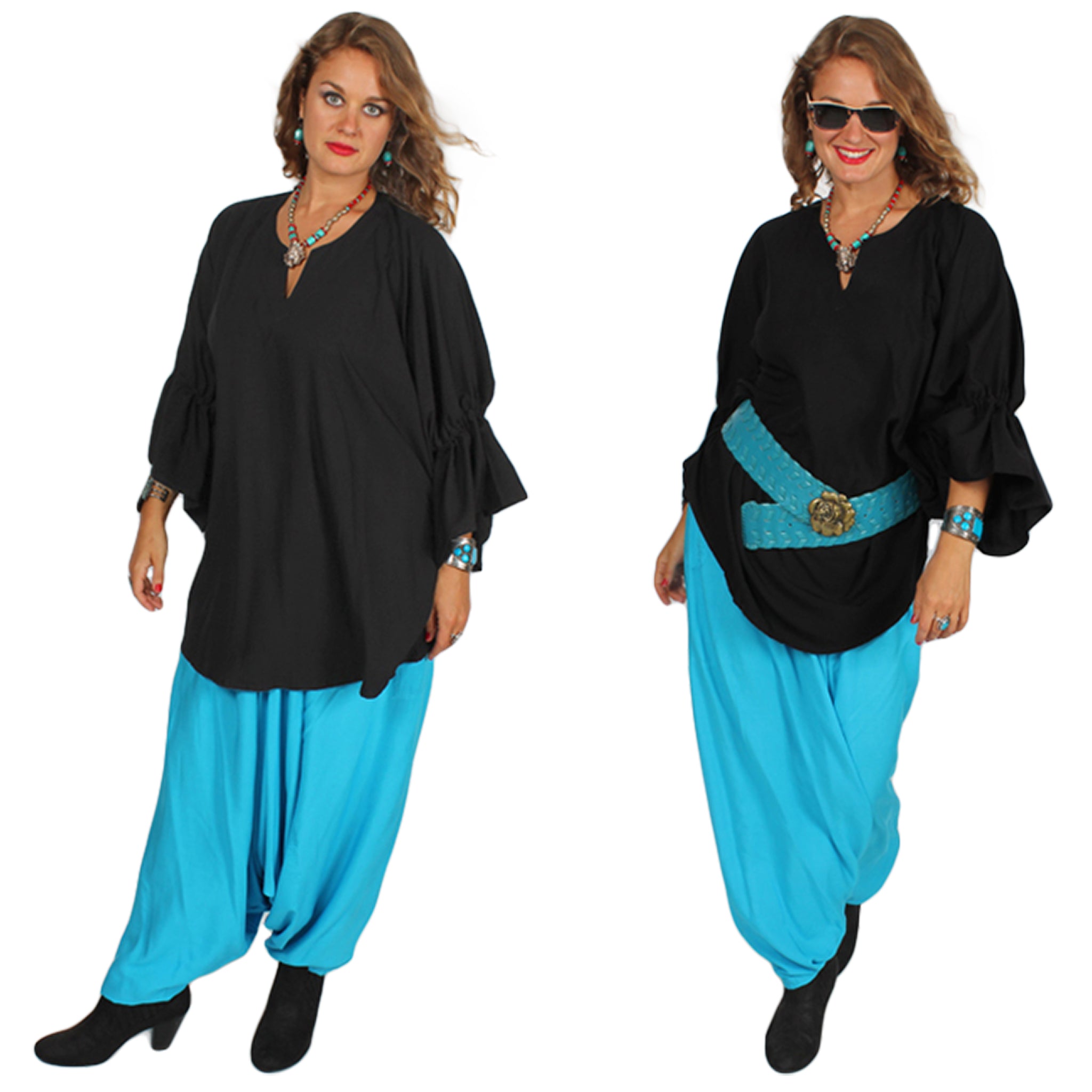 SunHeart Montecito Poets Blouse Ruch Sleeve