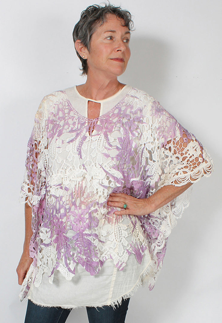 Ombre Dyed Cotton Crochet Lace Top Boho Hippie Goddess Gal
