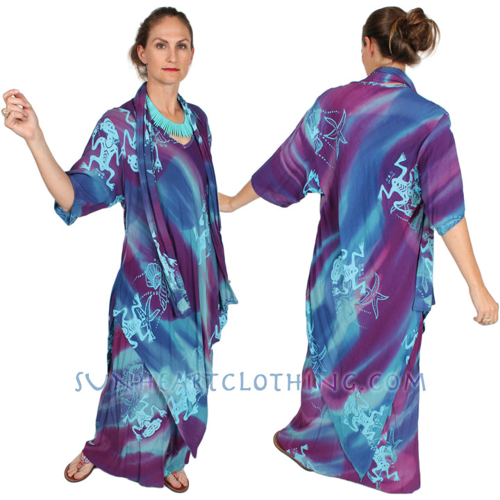 Sea Breeze bohemian Batik layering Tunic & Skirt Cut-on-the-Bias Small-4x+
