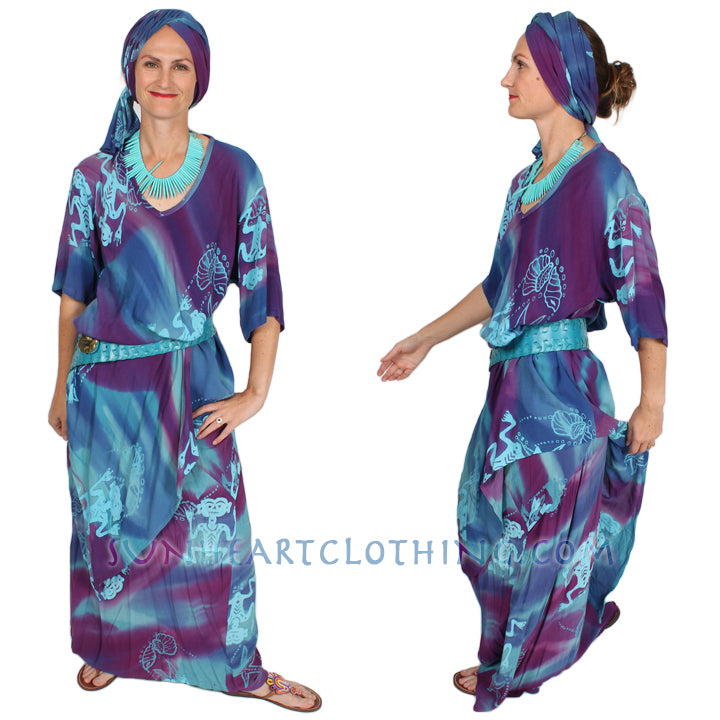 Sea Breeze bohemian Batik layering Tunic & Skirt Cut-on-the-Bias Small-4x+