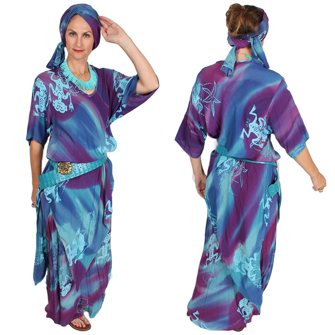 Sea Breeze bohemian Batik layering Tunic & Skirt Cut-on-the-Bias Small-4x+