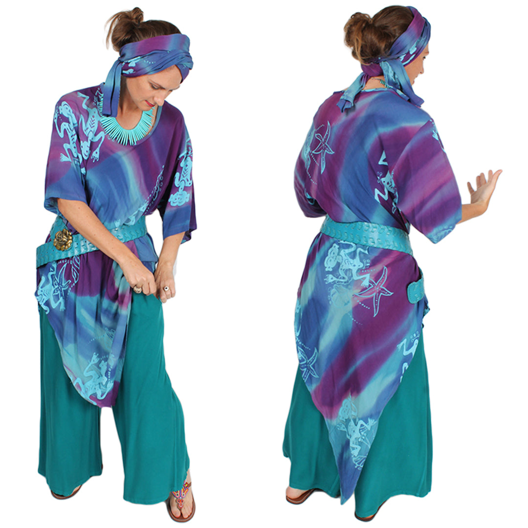 Sea Breeze bohemian Batik layering Tunic & Skirt Cut-on-the-Bias Small-4x+
