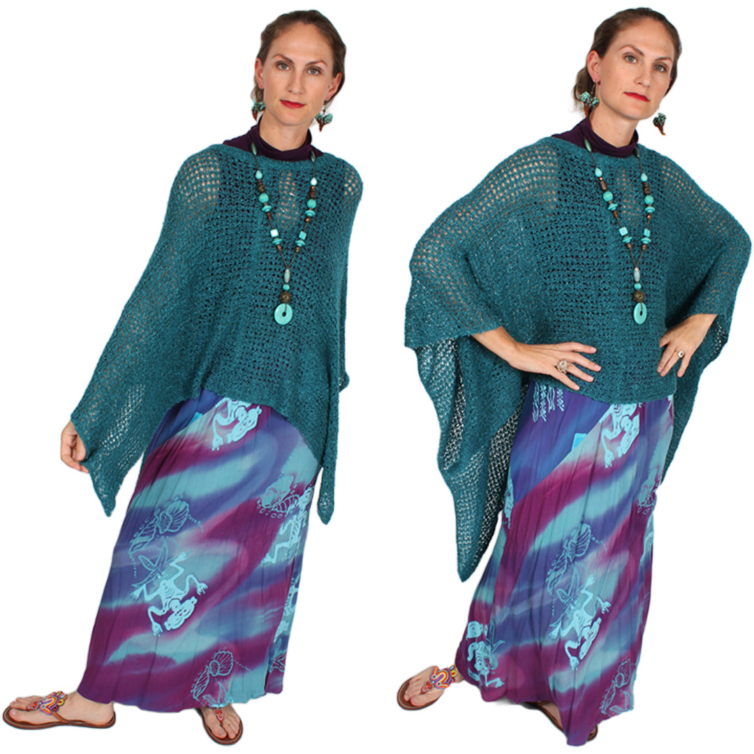 Sea Breeze bohemian Batik layering Tunic & Skirt Cut-on-the-Bias Small-4x+