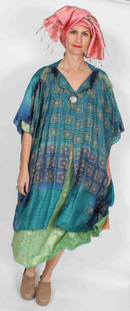 New! Sunheart  Turquoise Coat Silk Jacket Embroidered Beaded Sml-6x Plus