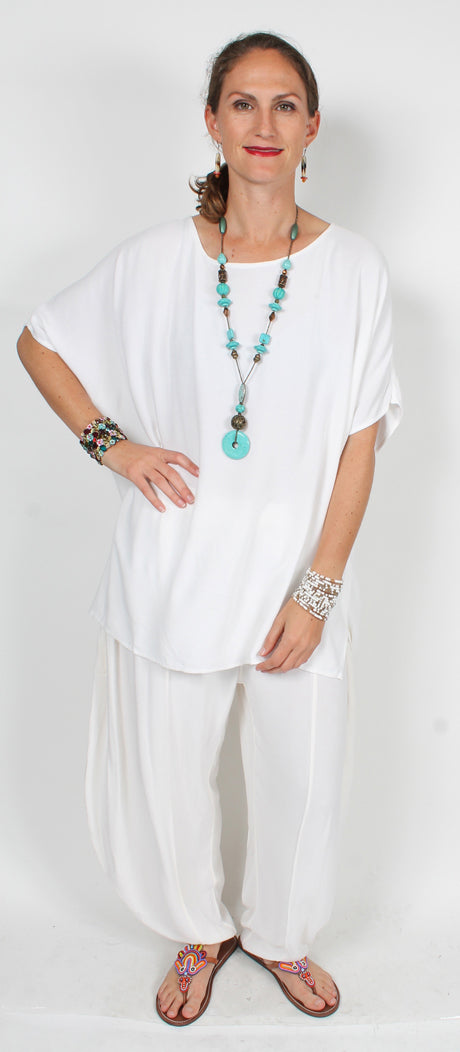 Tienda ho White short-sleeve ZenTop Moroccan Cotton Boho Hippie Chic Sml-4X SALE!!