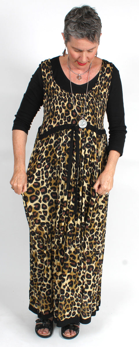 Sunheart Leopard Tank ooak  Dress Boho Hippie Chic Resort Wear Sml-4x+