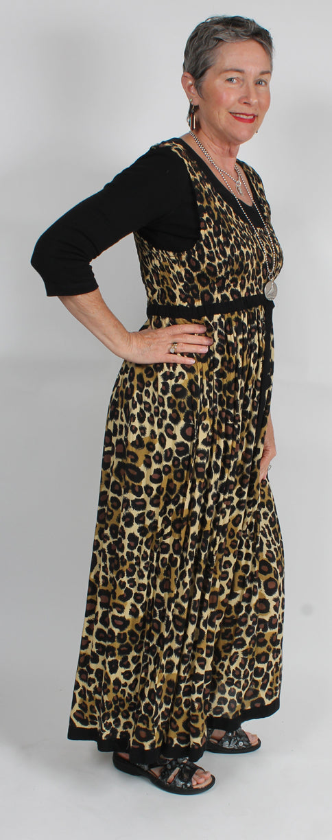 Sunheart Leopard Tank ooak  Dress Boho Hippie Chic Resort Wear Sml-4x+