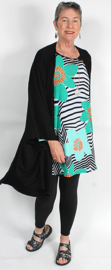 Long Black Boho Jacket Top Sml-6x