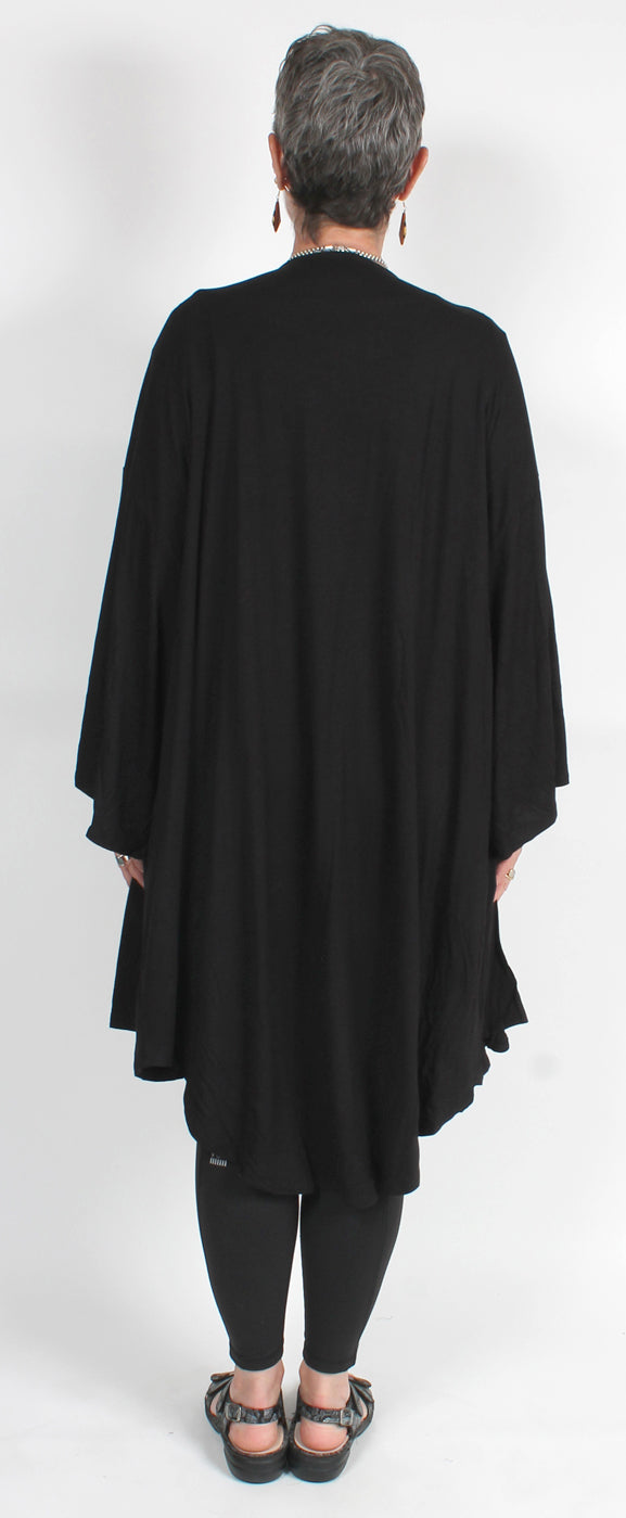 Long Black Boho Jacket Top Sml-6x