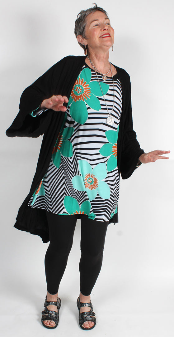 Long Black Boho Jacket Top Sml-6x