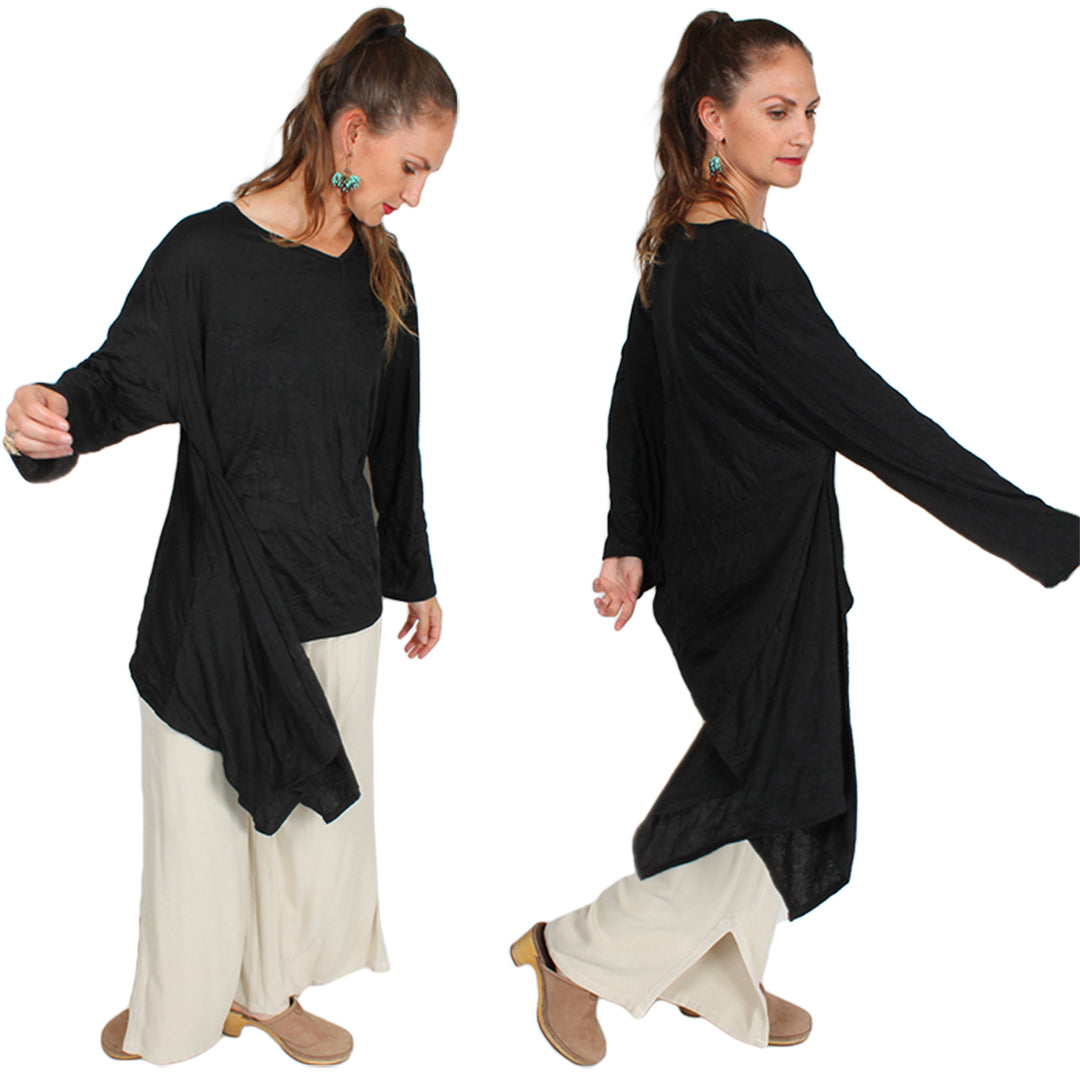 Dressed to Kill Black Cotton lJane Mohr Original Lagenlook Tunic Top