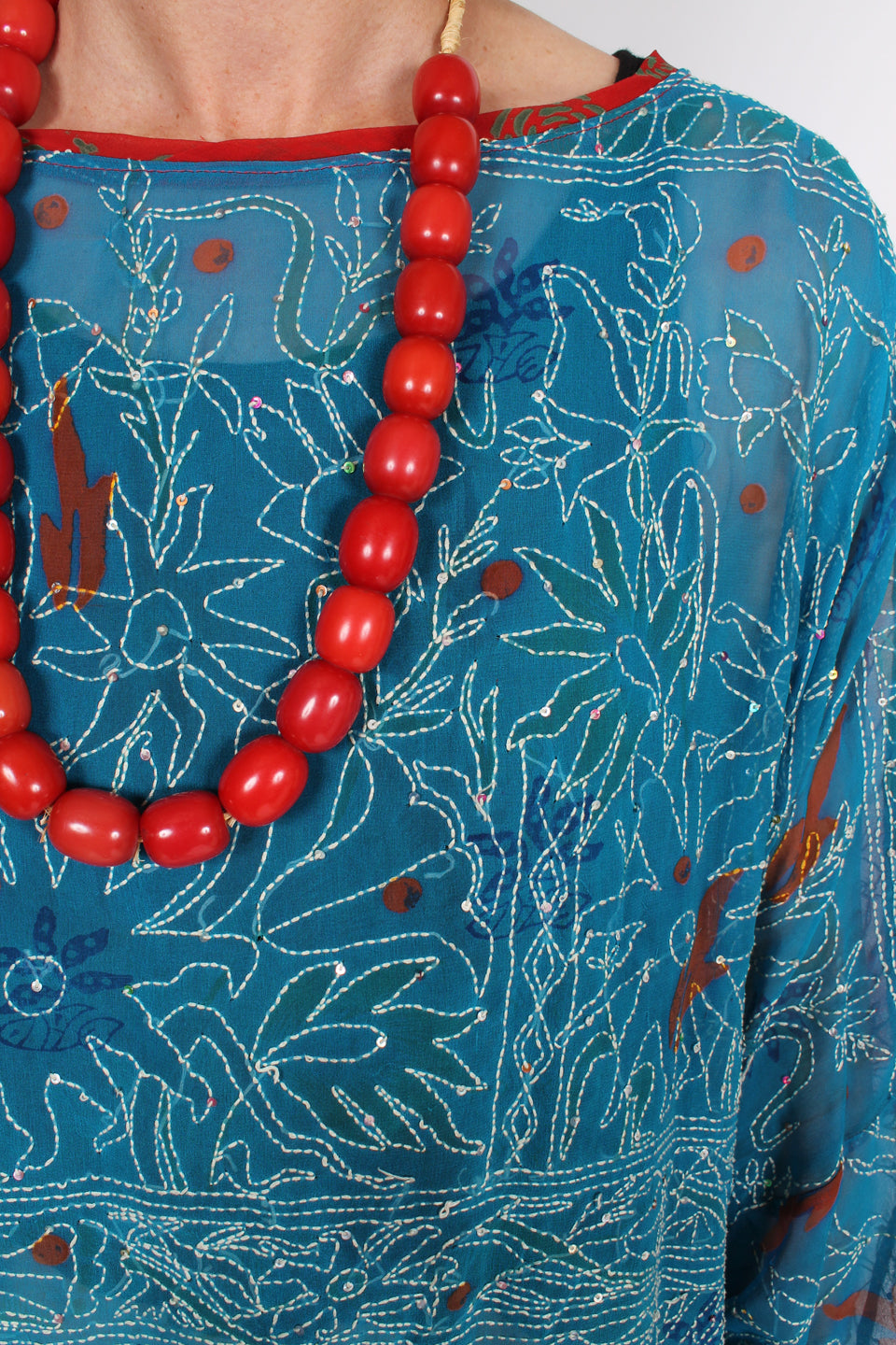 Sunheart Vintage Silk Bohemian Tunic Top Embroidered Sml-3x