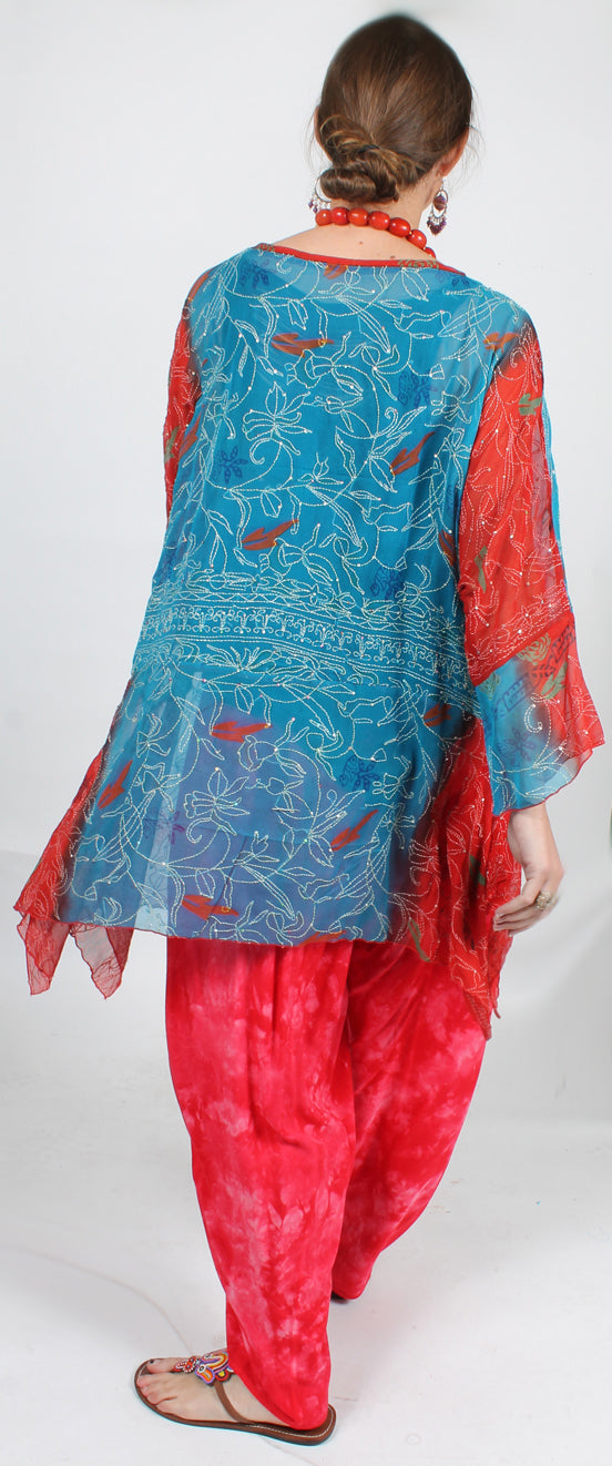 Sunheart Vintage Silk Bohemian Tunic Top Embroidered Sml-3x