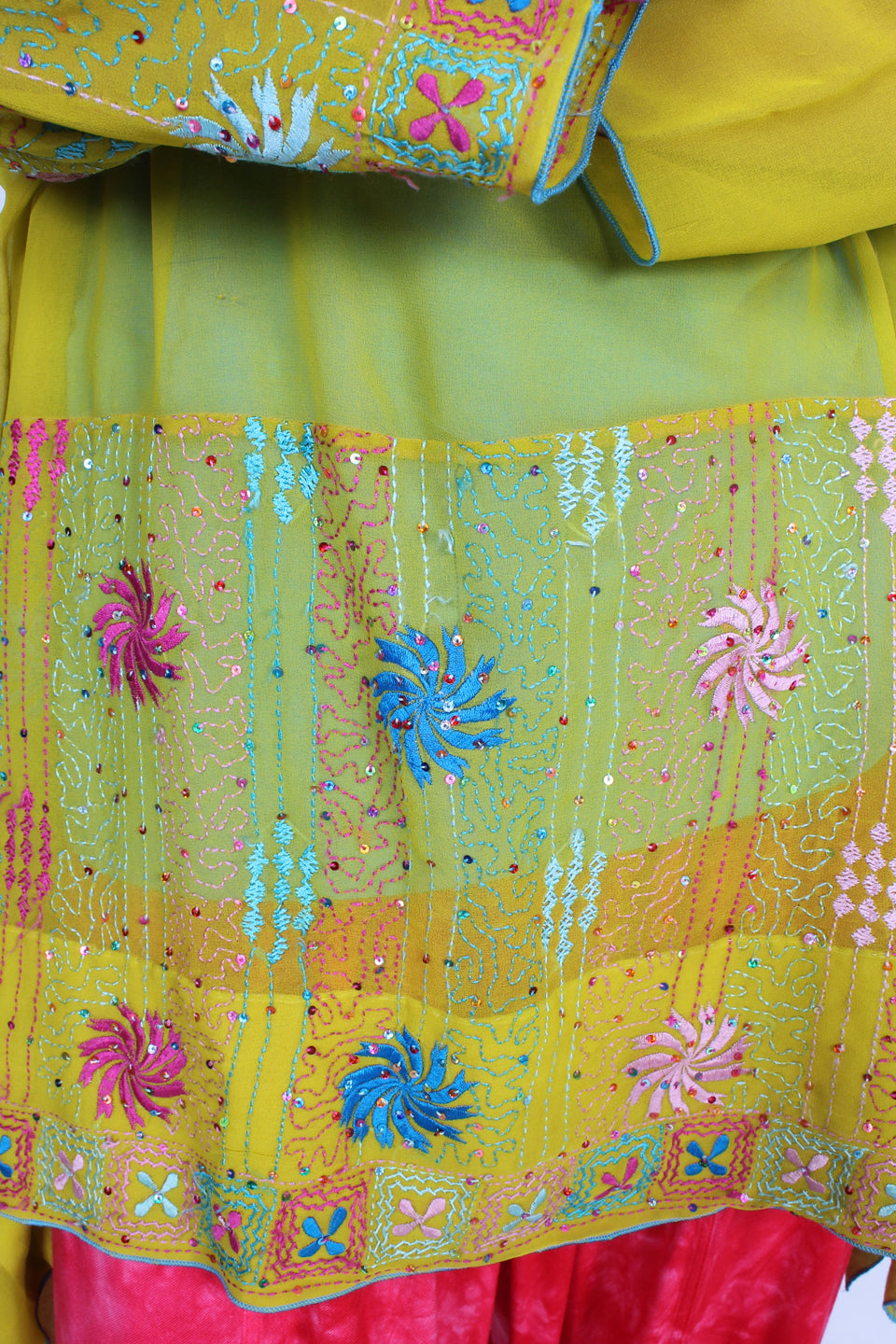 Sunheart Vintage Saffron Silk Embroidered Boho Tunic Top  SML-4X