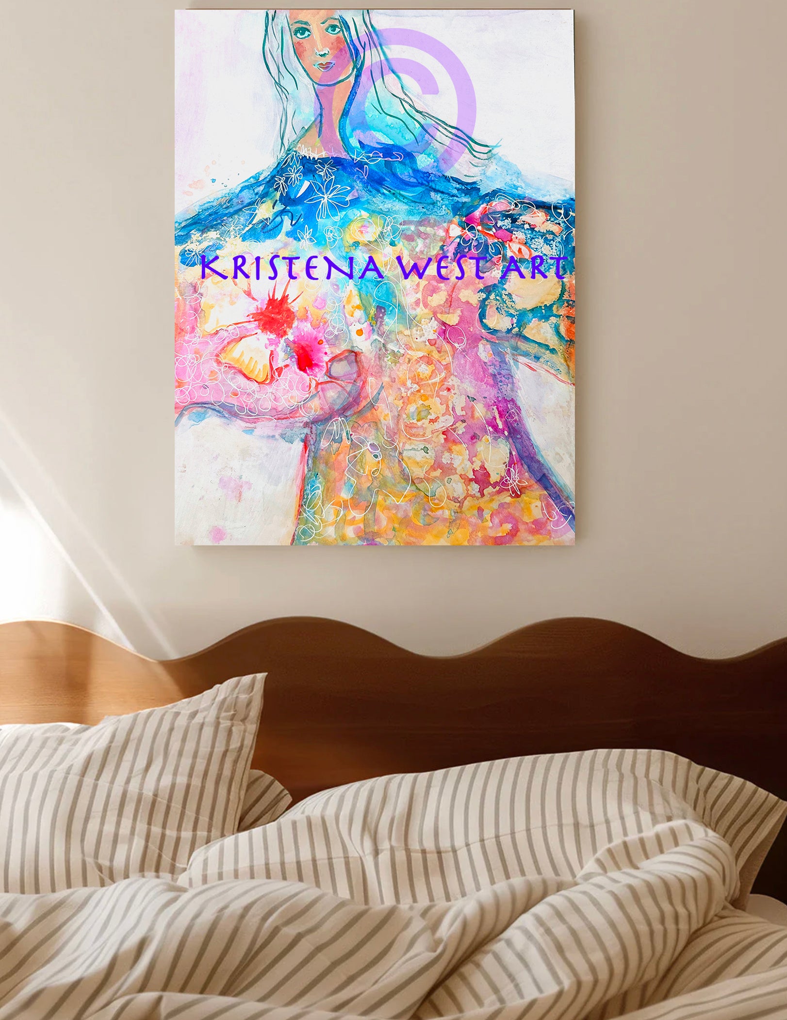 Flora Goddess of Flowers Original Painting OOAK Dr. Martin Dyes Wall Art Kristena West