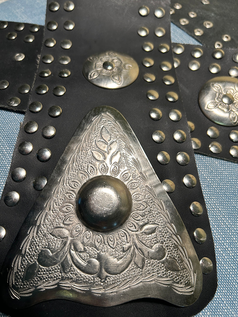 Authentic BLACK Moroccan Leather BELT Coyote Wicca Ceremonial Ritual LAST ONE!
