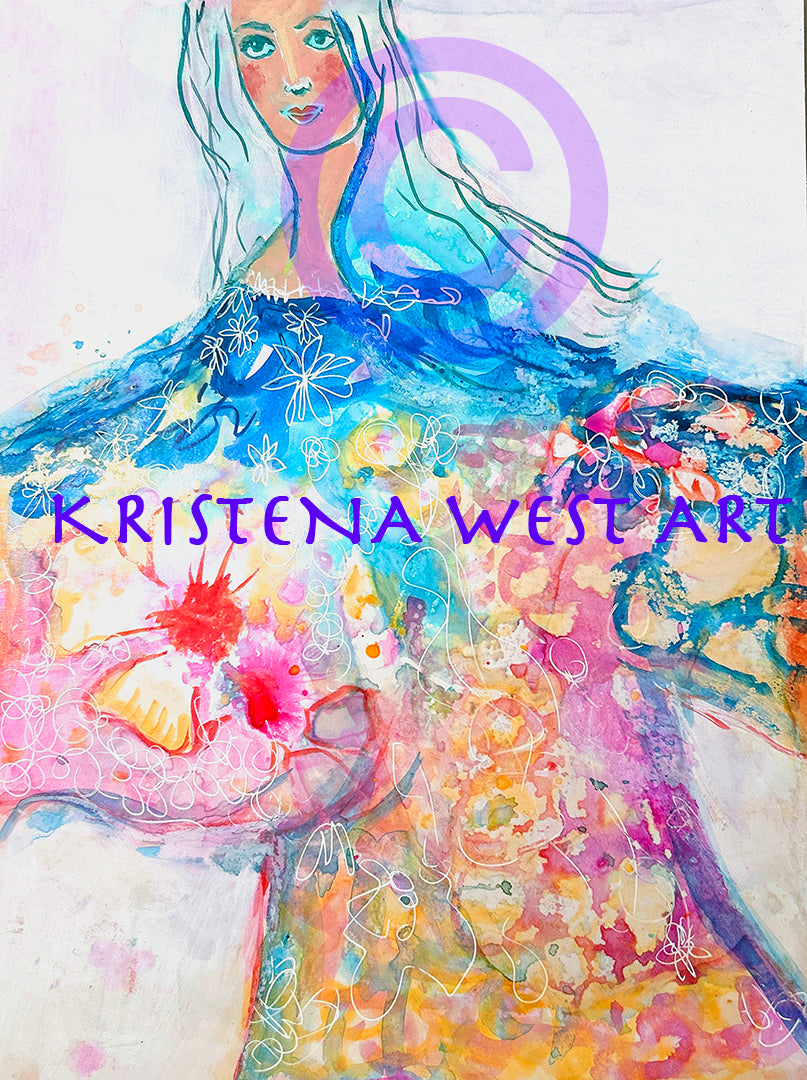 Flora Goddess of Flowers Original Painting OOAK Dr. Martin Dyes Wall Art Kristena West