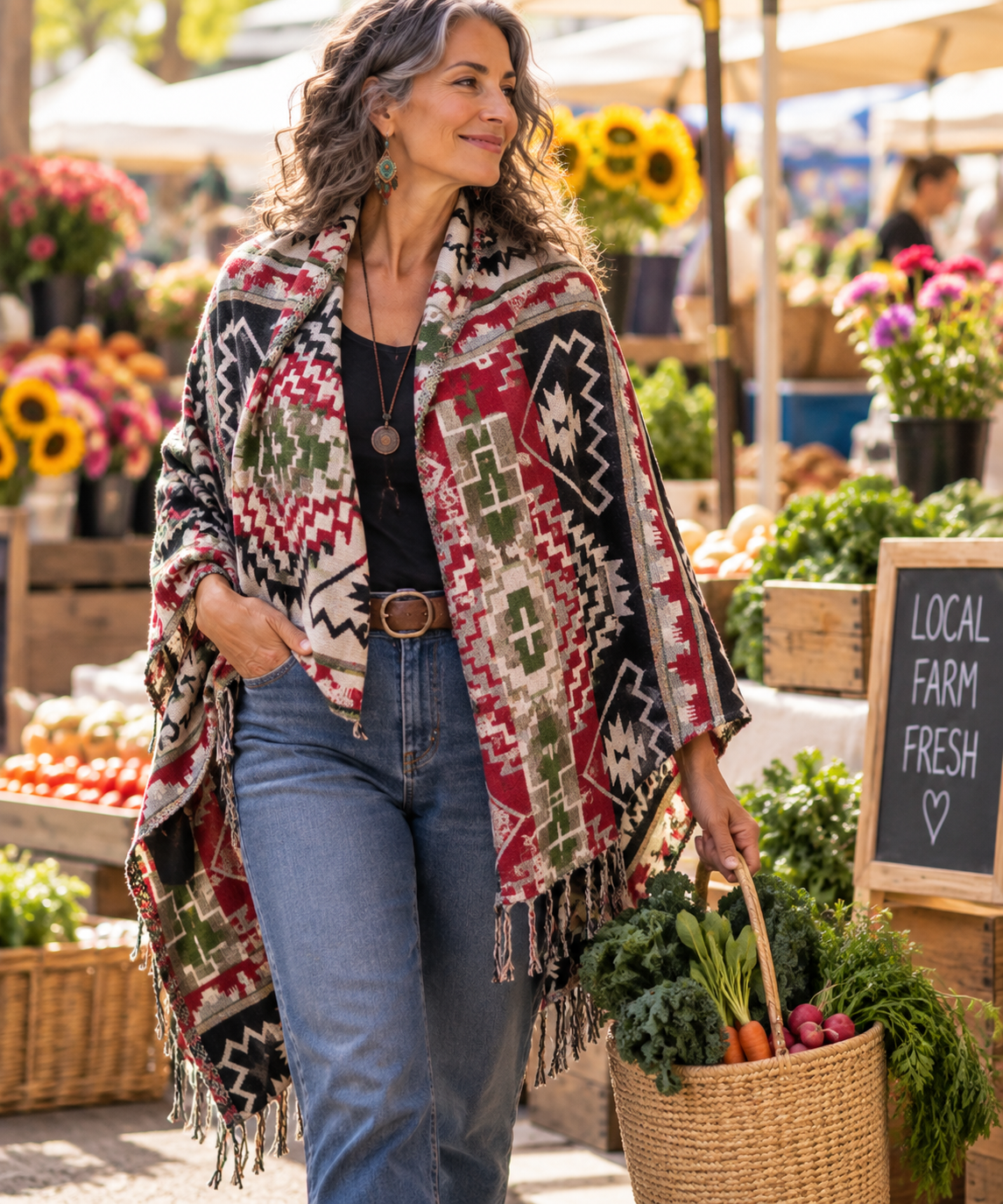 Sunheart Artist Ruana Jacket Reversible Boho Sophisticated Casual Lifestyle