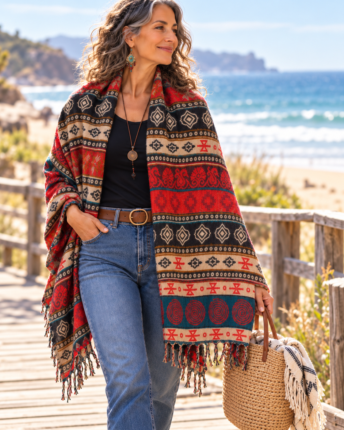 Sunheart woven Wrap Reversible Boho Sophisticated Casual Lifestyle