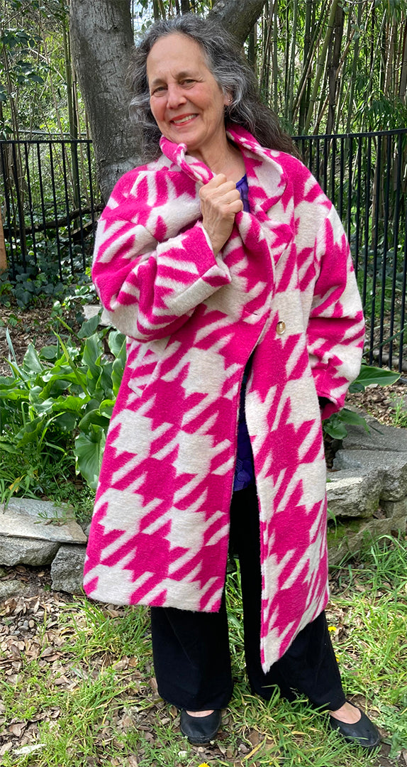 Wool Pink & White Coat Made in Italy Pink Coat Sml-4x