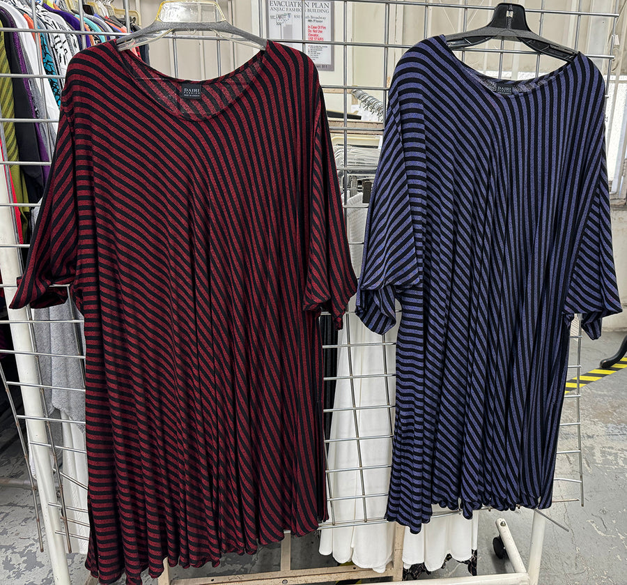 Dairi Fashions Red Stripe & Periwinkle Blue Stripe Chenela Top  Dress Plus Over-Size Boho Sml-8x