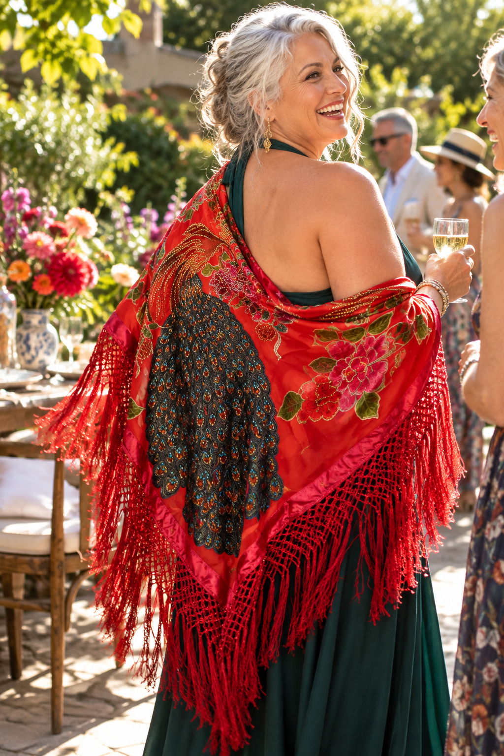 Only 2 Left! Red Large Silk Velvet Peacock Scarf Square 50" x 50"  Gift Altar Home Lifestyle