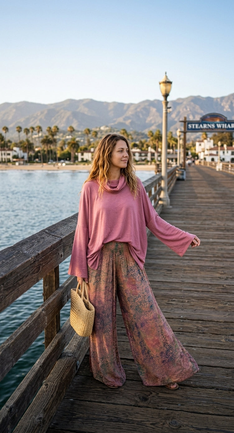 Oversize Pink Cowl Tunic Top Modal Sleeve Hippie Chic Resort Wear Sml-6X+X