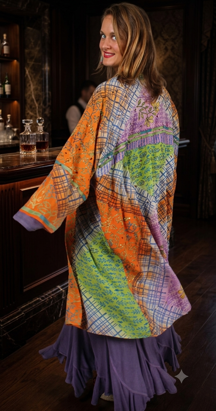 SunHeart Vintage Silk Deco Jacket Embroidered  Sml-7X