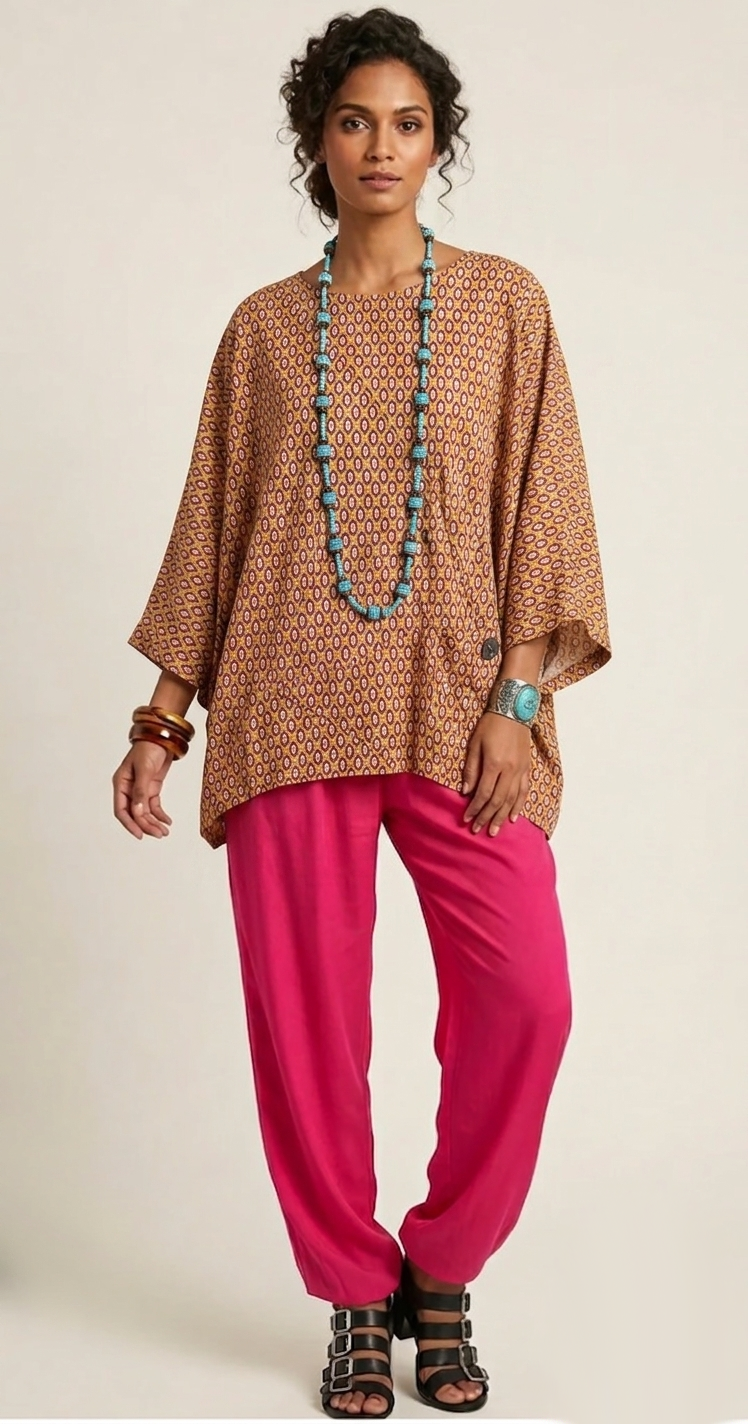 Sunheart  Coral Honeycomb Riviera Tunic Top Cotton Hippie Chic Plus Resort Wear Plus Sml-4X+