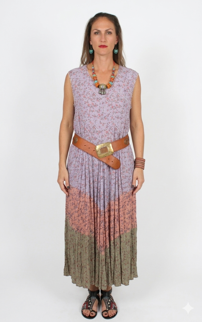 Victoria Alley Floral Tank Pleated Dress Sml-5X