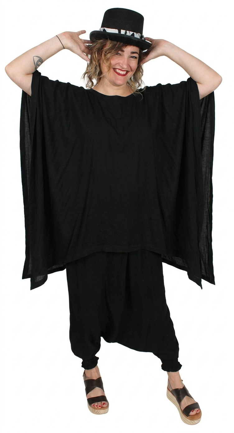 Tienda Ho Black Austria Poncho Top Moroccan Cotton Sml-7X