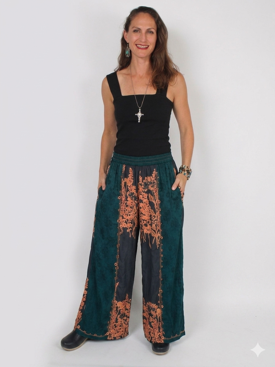 Tienda ho Moss-Coral Boho Pants Nothing-Matches Hippie Chic Resort