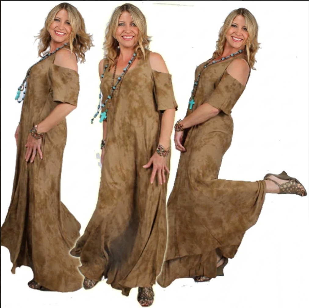 SunHeart Eve Dress Cold Shoulder Resort Wedding Sml-1x