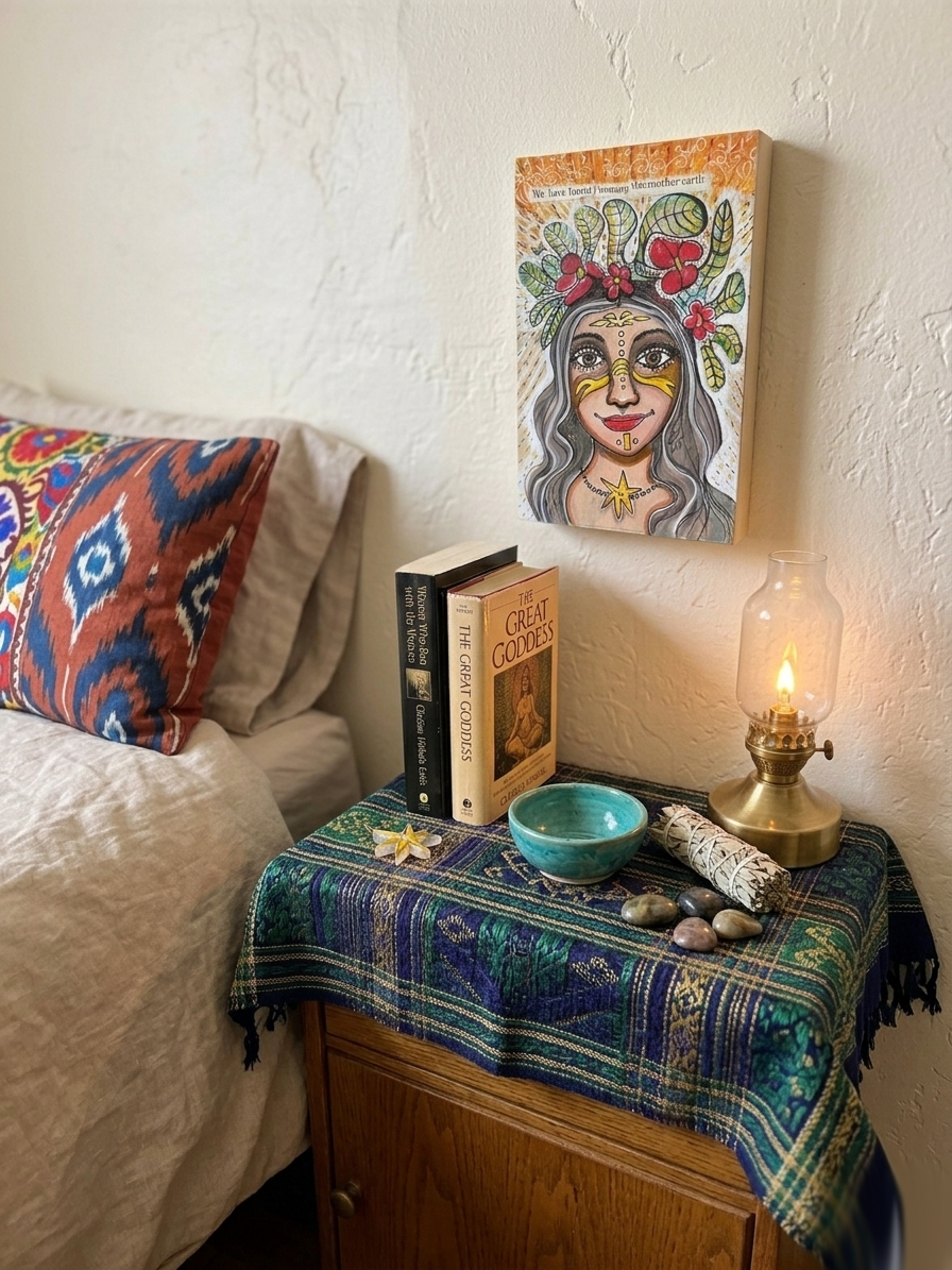 We Have Found Woman the Mother Earth Mixed Media Painting OOAK Wall Art Kristena West 4" x 6"