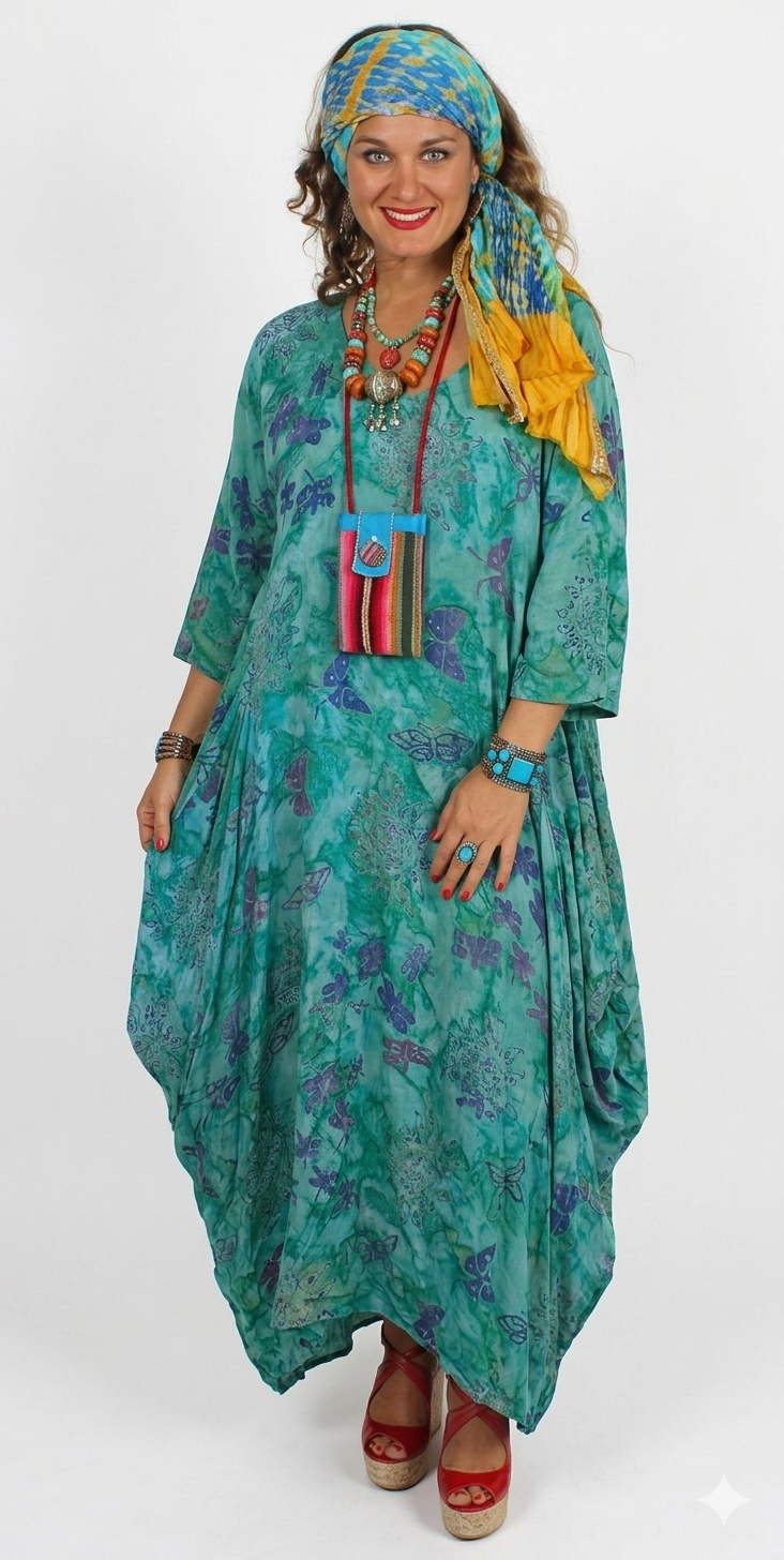 Mission Canyon Lagenlook Kabuki Dress Resort Wear Boho Sml-3x