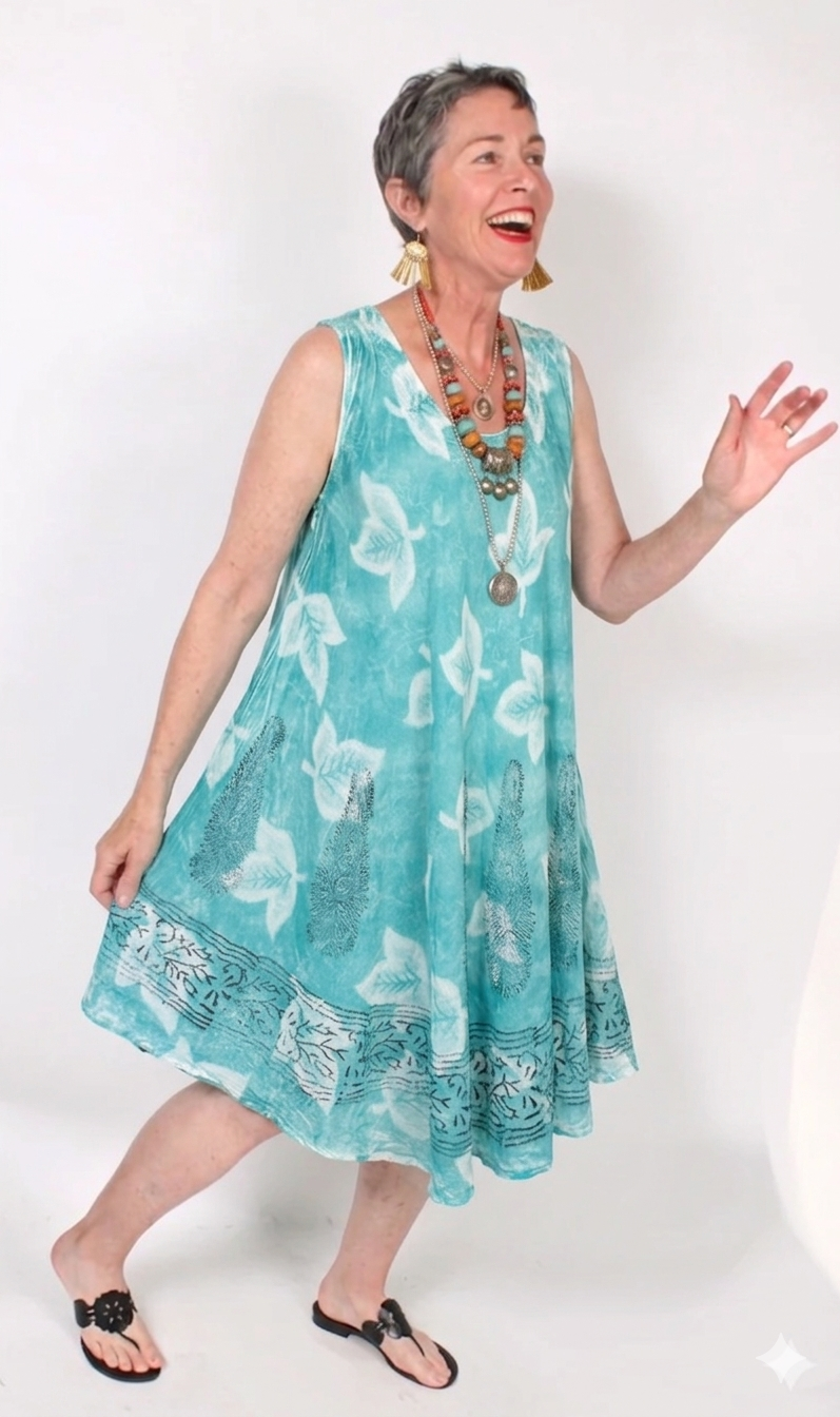 Sunheart Batik Summer Tank Dress Boho Hippie Chic Resort Wear Sml-4x+