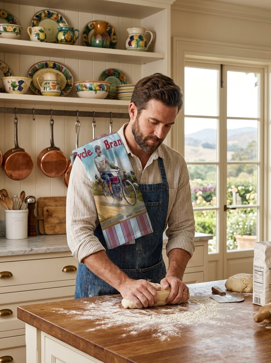 3-Set Chef Clubhouse Men Kitchen Towels Crate Label Cotton Tea Towel| Sports Golf Dish Towel Kitchen Decor