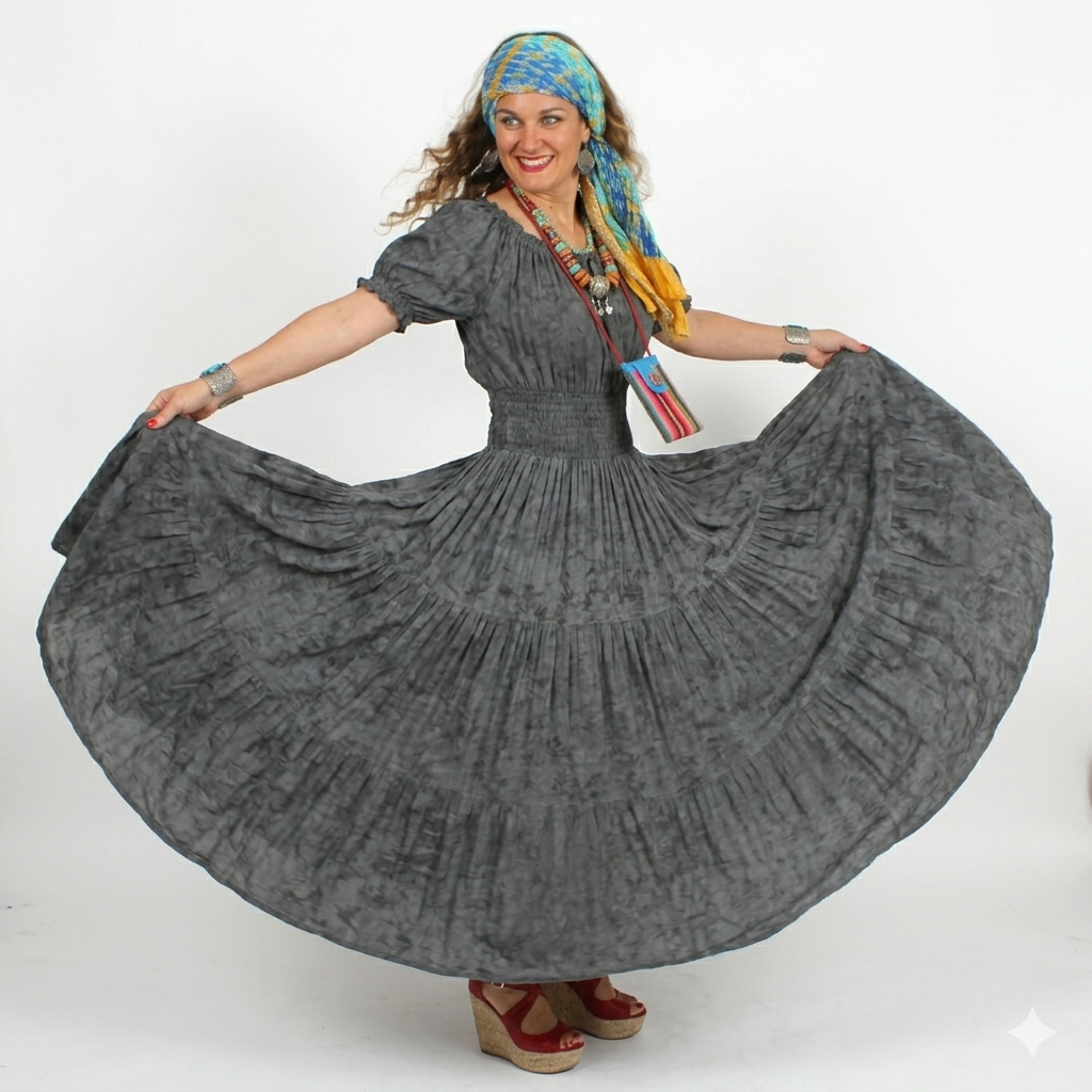 SunHeart Goddess Boho Clothing Peasant Tier Dress