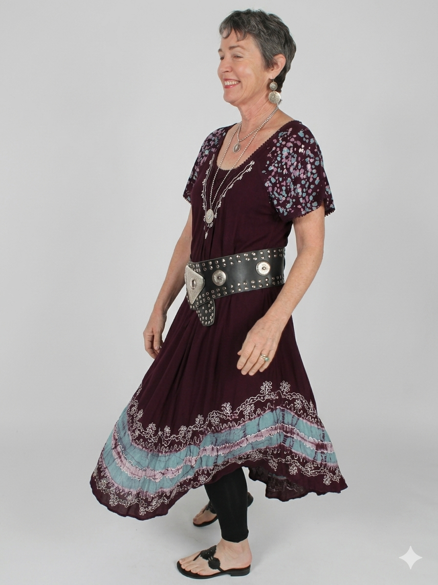 Sunheart Batik Short-Sleeve Summer Dress Boho Hippie Chic Sml-4x