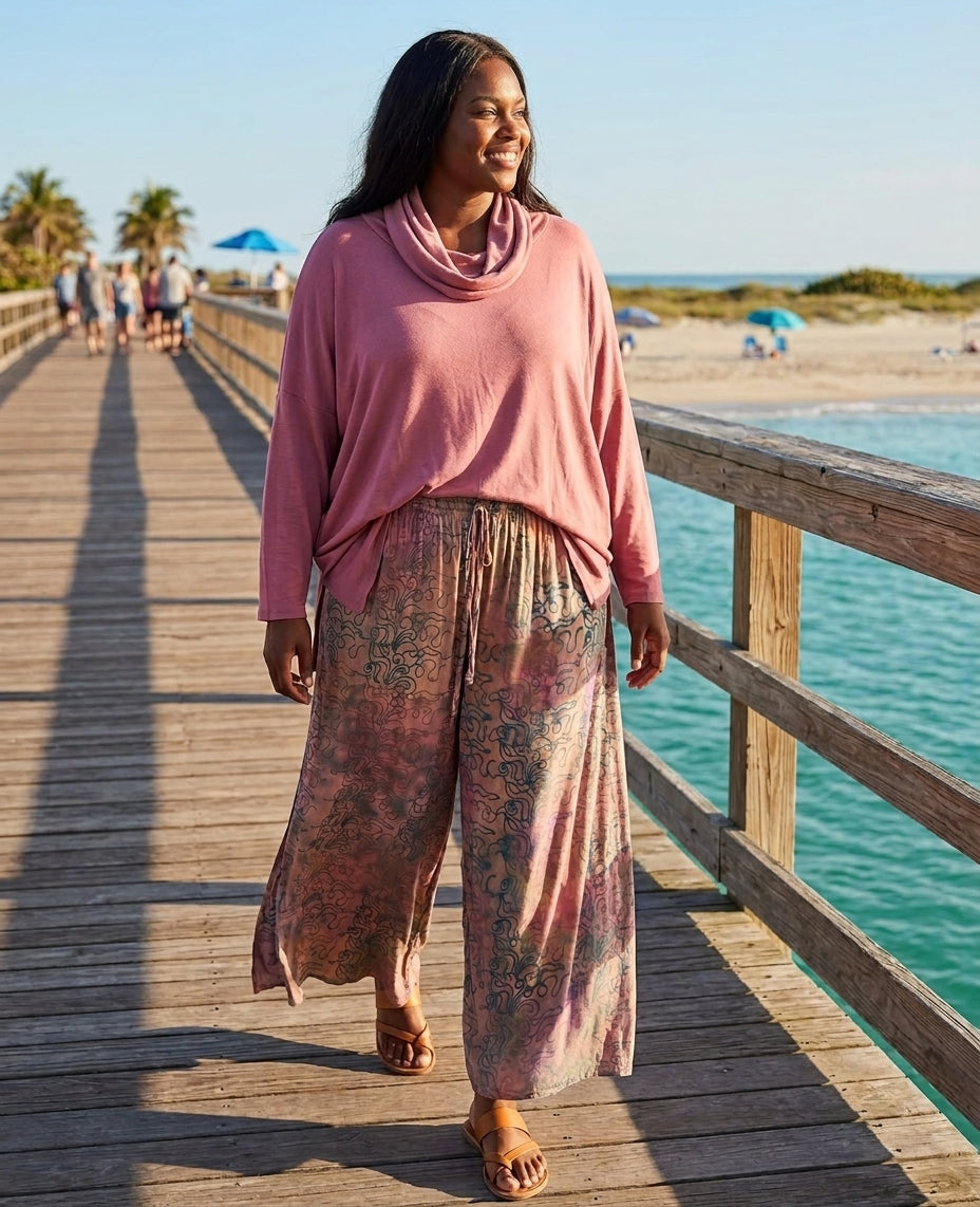 Sunheart Tibet Batik Palazzo Pants Hippie Chic Resort Wear Sml-3X