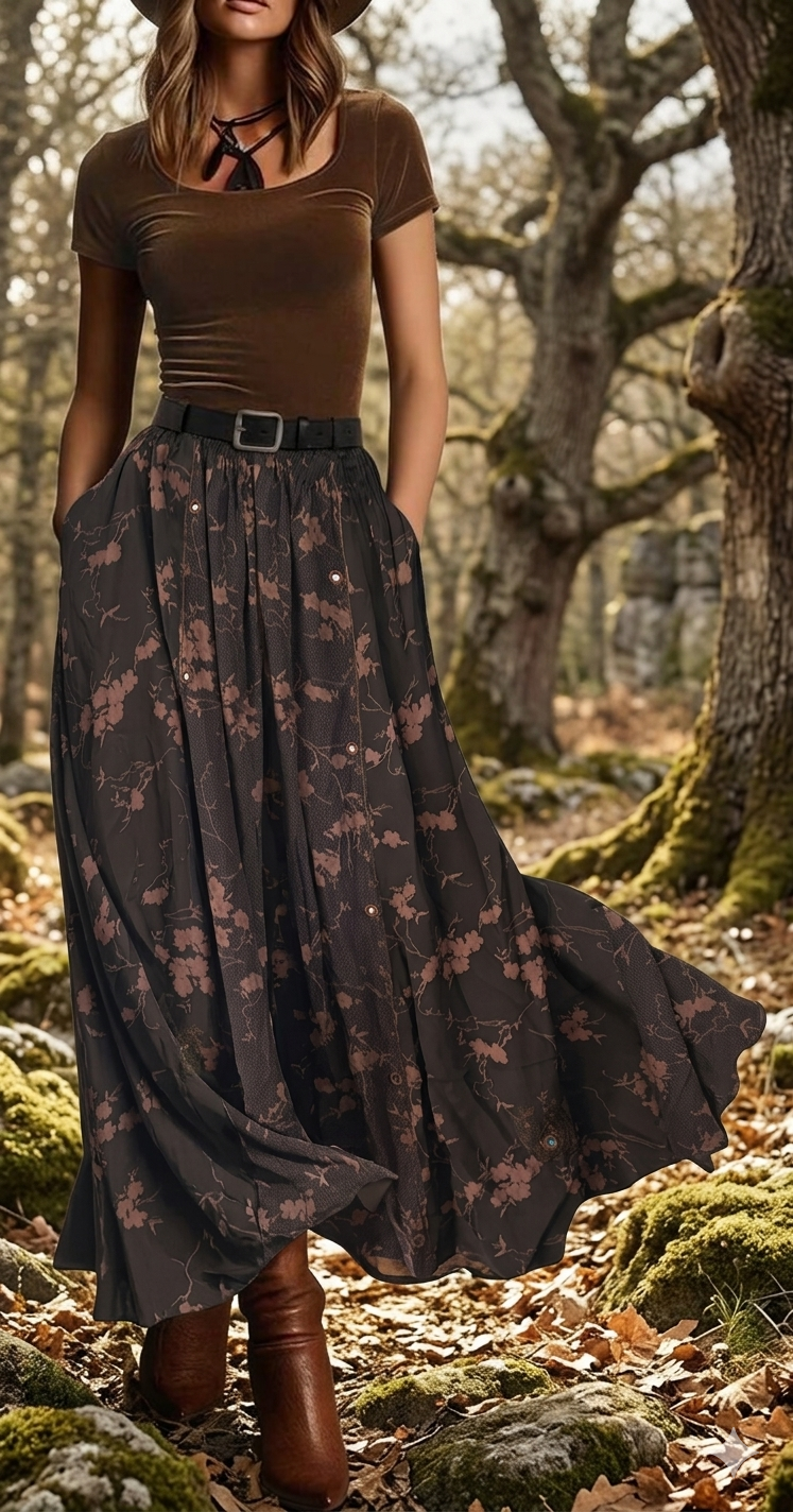 Tienda ho Autumn Leaves Skirt Clearance Sale Sml-6X