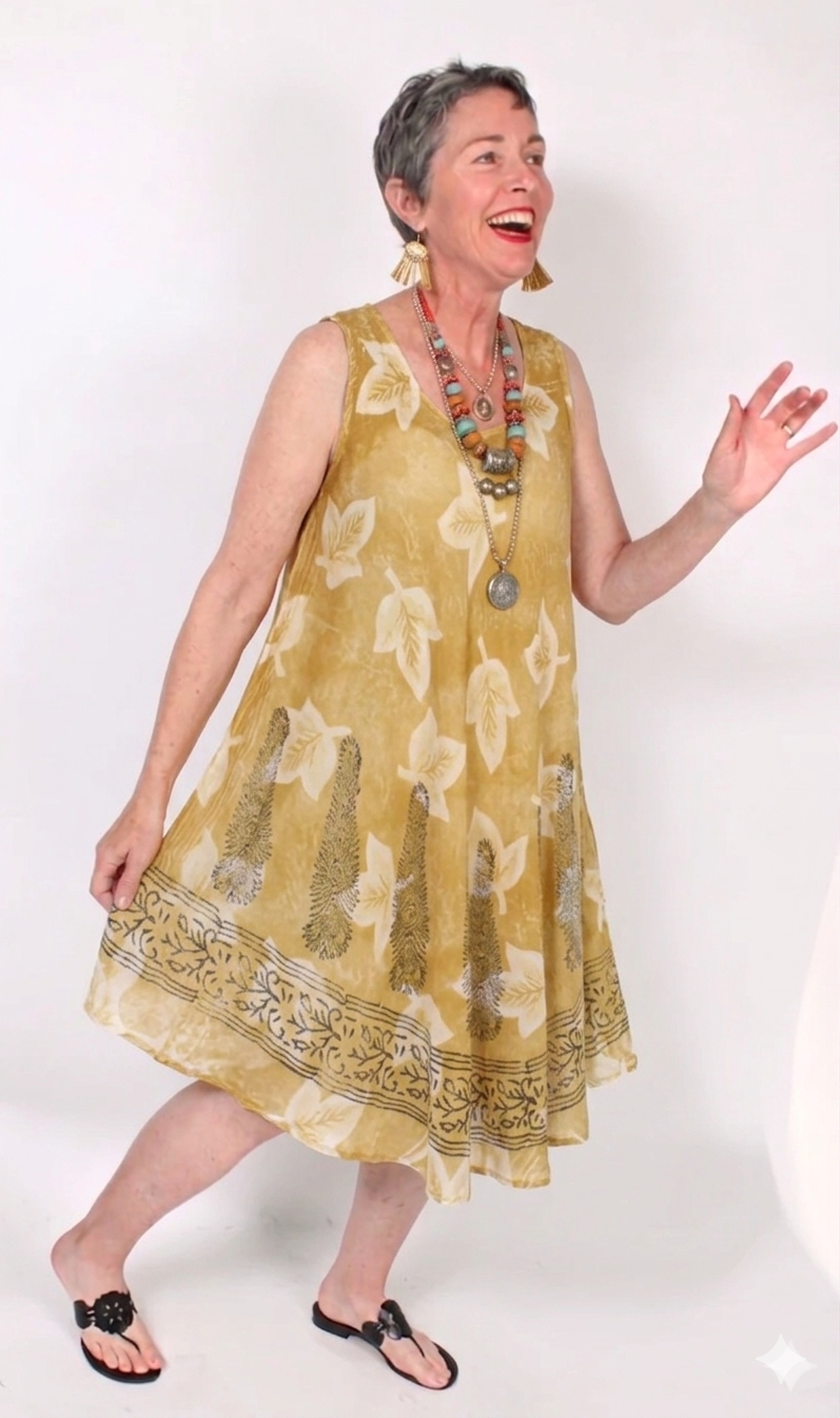 Add 2 Cart for 50% OFF Sunheart Batik Summer Tank Dress Boho Hippie Chic Resort Wear Sml-4x+