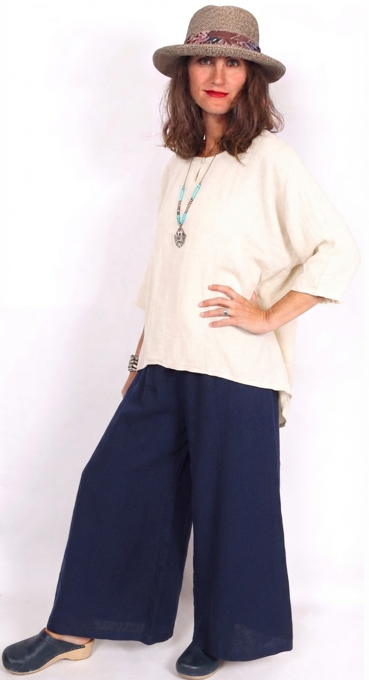 Deep Navy  Palazzo Pants Hippie Chic Resort Wear Sml-3X