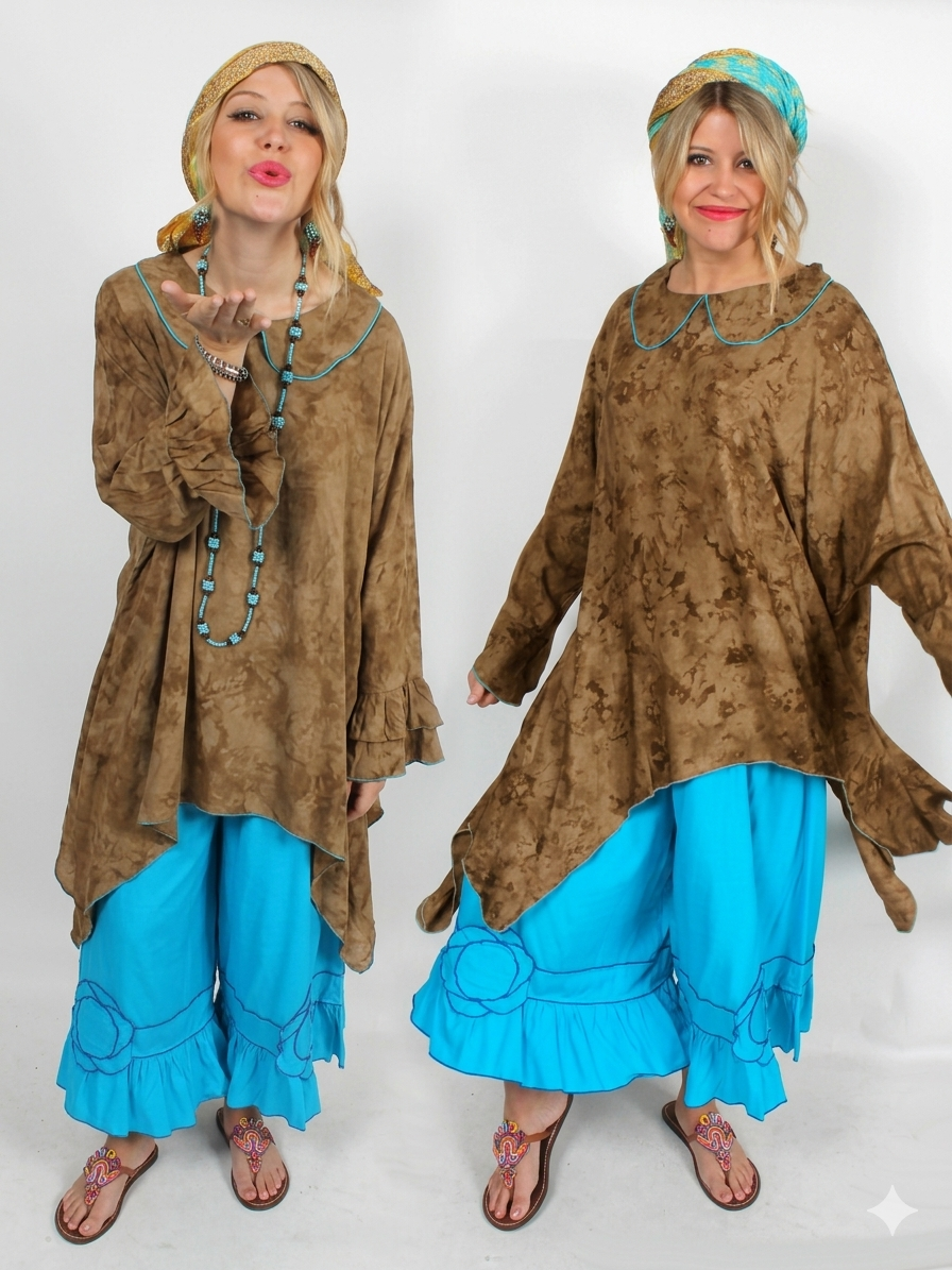 SunHeart Lagenlook Top Batik Resort Festival Clothing Sml-4x