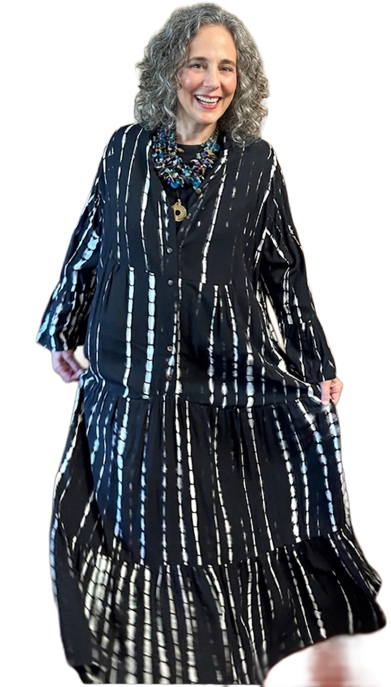 I'm All In Black Long 3 Tier Dress one-of-a-kind Boho Goddess Gal