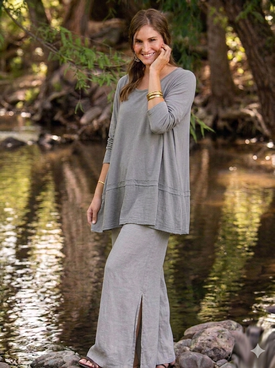 COLOR ME COTTON  Gray Smoke Boho Hippie Chic Resort Wear Sml-XXL